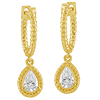 14k Yellow Gold .48 ct tw Pear Diamond Cable Hoop Dangle Earrings