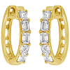14k Yellow Gold .71 ct tw Emerald-cut Diamond Hoop Earrings
