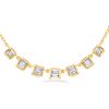 14k Yellow Gold .42 ct tw Baguette Diamond Seven Station Necklace