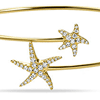 14k Yellow Gold 1/3 ct tw Diamond Flexible Starfish Bangle