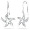 14k White Gold 2/5 ct tw Diamond Small Dangle Open Starfish Earrings