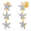 14k Yellow Gold 3/10 ct tw Diamond Triple Starfish Dangle Earrings