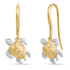 14k Yellow Gold .04 ct tw Diamond Turtle Earrings