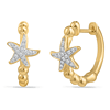 14k Yellow Gold .08 ct tw Diamond Small Starfish Hoop Earrings