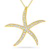 14k Yellow Gold 1 ct tw Diamond Starfish Necklace
