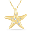 14k Yellow Gold 0.13 ct tw Diamond Starfish Necklace