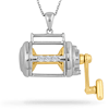 14k Two-tone Gold .15 ct tw Diamond Fishing Reel Necklace