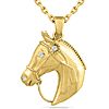 14k Yellow Gold .04 ct tw Diamond Horse Head Necklace