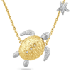 14k Two-Tone Gold .08 ct tw Diamond Turtle Necklace