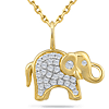 14k Yellow Gold .09 ct tw Diamond Baby Elephant Necklace