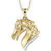 14k Yellow Gold .60 ct tw Diamond Horse Head Necklace