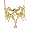 14k Yellow Gold Double Horse Diamond Necklace