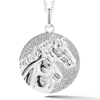 14k White Gold .04 ct tw Diamond Horse Medal Necklace