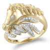 14k Yellow Gold Horse .15 ct tw Diamond Ring