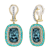 Sloane Street 18k Yellow Gold London Blue Topaz Earrings With Turquoise and White Diamond Halos