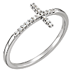 14k White Gold .08 ct tw Diamond Classic Sideways Cross Ring