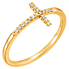 14k Yellow Gold .08 ct tw Diamond Classic Sideways Cross Ring