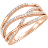 14kt Rose Gold 1/4 ct Diamond Ring with Criss-Cross Design