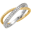 14kt Two-tone Gold 1/5 ct Diamond Channel Ring with Rope Texture