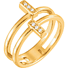 14kt Yellow Gold .06 ct Diamond Bar Duo Ring
