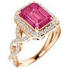 14kt Rose Gold Halo Style 2.85 ct Pink Tourmaline Ring with Diamonds
