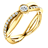 14k Yellow Gold 1/3 ct tw Diamond Bezel Criss Cross Ring