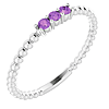 14k White Gold Amethyst Beaded Stackable Ring