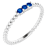 14k White Gold Blue Sapphire Beaded Stackable Ring