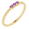 14k Yellow Gold Amethyst Beaded Stackable Ring