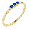 14k Yellow Gold Blue Sapphire Beaded Stackable Ring