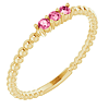 14k Yellow Gold Pink Tourmaline Beaded Stackable Ring