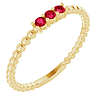 14k Yellow Gold Ruby Beaded Stackable Ring