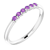 14k White Gold Amethyst Six Stone Stackable Ring