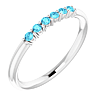 14k White Gold Aquamarine Six Stone Stackable Ring