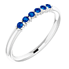14k White Gold Blue Sapphire Six Stone Stackable Ring
