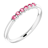 14k White Gold Pink Tourmaline Six Stone Stackable Ring