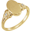 14kt Yellow Gold Fleur-de-lis Signet Ring with Diamonds