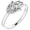 14k White Gold .03 ct tw Diamond Hamsa Ring