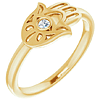 14k Yellow Gold .03 ct tw Diamond Hamsa Ring