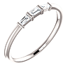14k White Gold 1/6 ct Diamond Three-Stone Baguette Stackable Ring