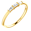14k Yellow Gold 1/6 ct Diamond Three-Stone Baguette Stackable Ring
