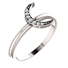 14k White Gold Diamond Crescent Moon Stackable Ring