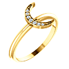 14k Yellow Gold Diamond Crescent Moon Stackable Ring