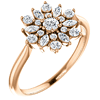 14k Rose Gold 1/2 ct Diamond Starburst Cluster Ring