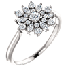 14k White Gold 1/2 ct Diamond Starburst Cluster Ring