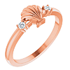 14k Rose Gold Diamond Seashell Ring