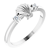 14k White Gold Diamond Seashell Ring