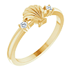 14k Yellow Gold Diamond Seashell Ring