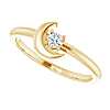 14k Yellow Gold 1/10 ct tw Diamond Moon and Star Celestial Ring