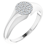 14k White Gold Ladies' 1/8 ct tw Diamond Pave Signet Ring